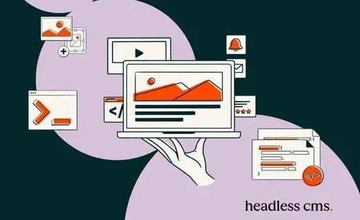 Illustration av headless CMS med separerade webb- och innehållsdelar